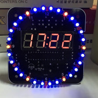 LED electronic clock kit components laid out